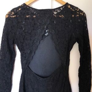 Express Long Sleeve Backless Lace Dress
